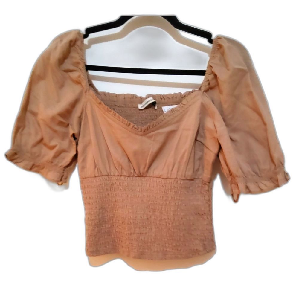 Abercrombie & Fitch Peach Smocked Crop Top - Picture 3 of 5